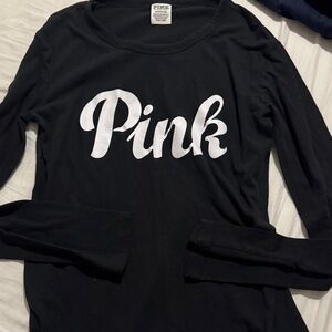 PINK Victoria's Secret Black Tee with White Tag